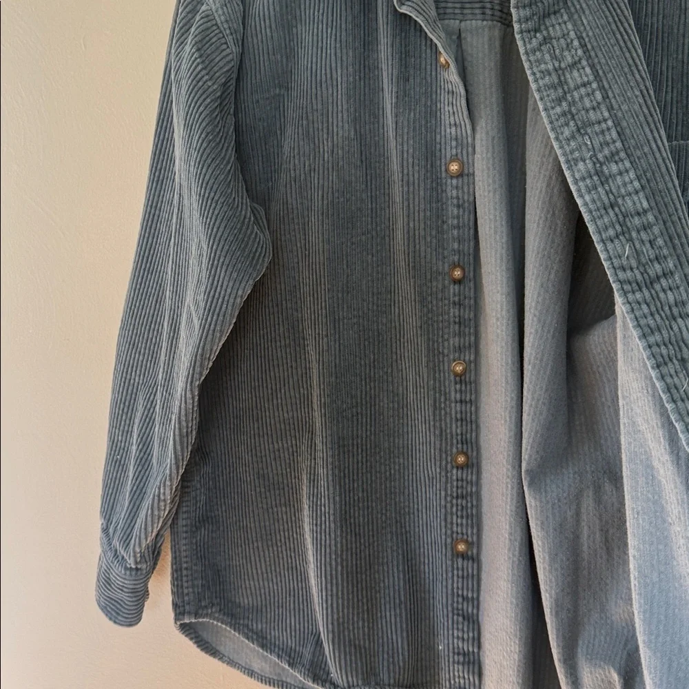 Men's Corduroy Button-Up Shirt Jacket - light navy medium